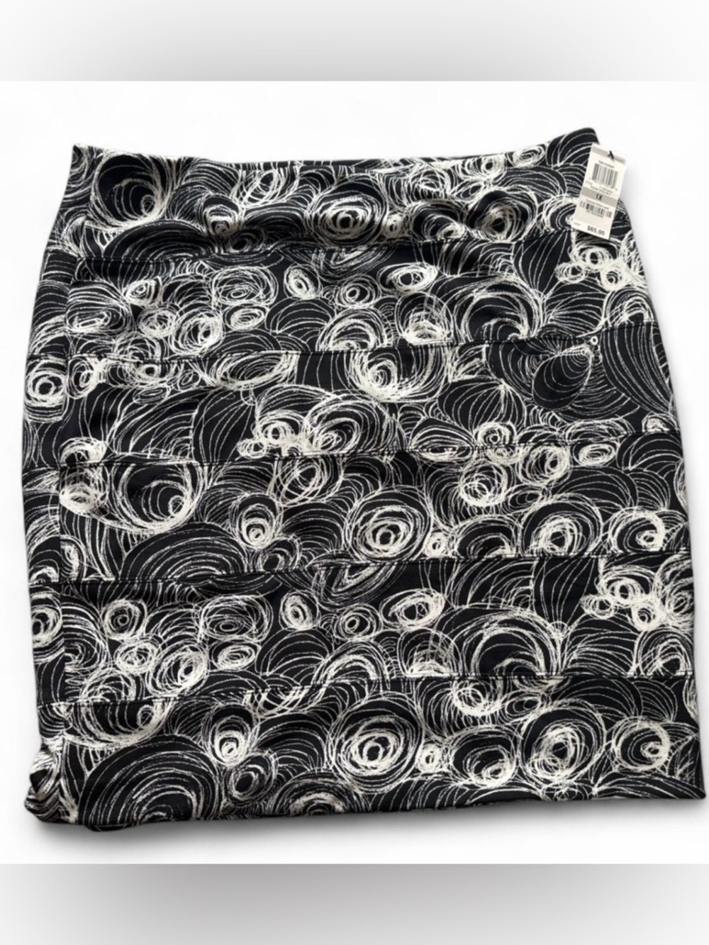 Alfani Black and White Swirl Midi Skirt